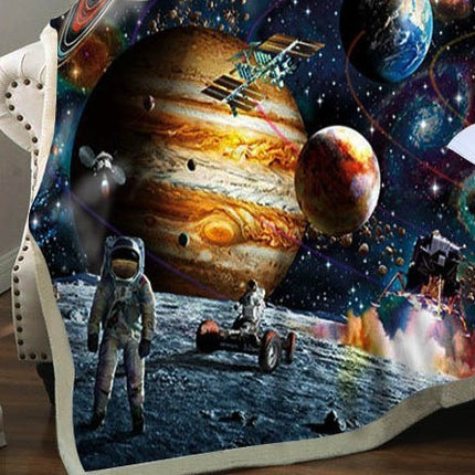 BeddingOutlet Sloth Blankets For Bed Cartoon Animal Plush Blanket Planet Star Bedding Universe Outer Space Sherpa Fleece Blanket