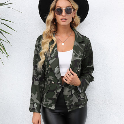 Ladies Fashion Print Lapel Small Blazer