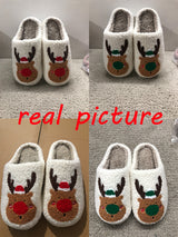 Christmas Elk Winter Slippers | Soft Plush Cozy House Shoes for Men & Women | Anti-Slip Warm Indoor Bedroom Slippers | Cute Holiday Slip-On Shoes | Artificial Wool Lining - Apparel & Accessories > Shoes > Slippers