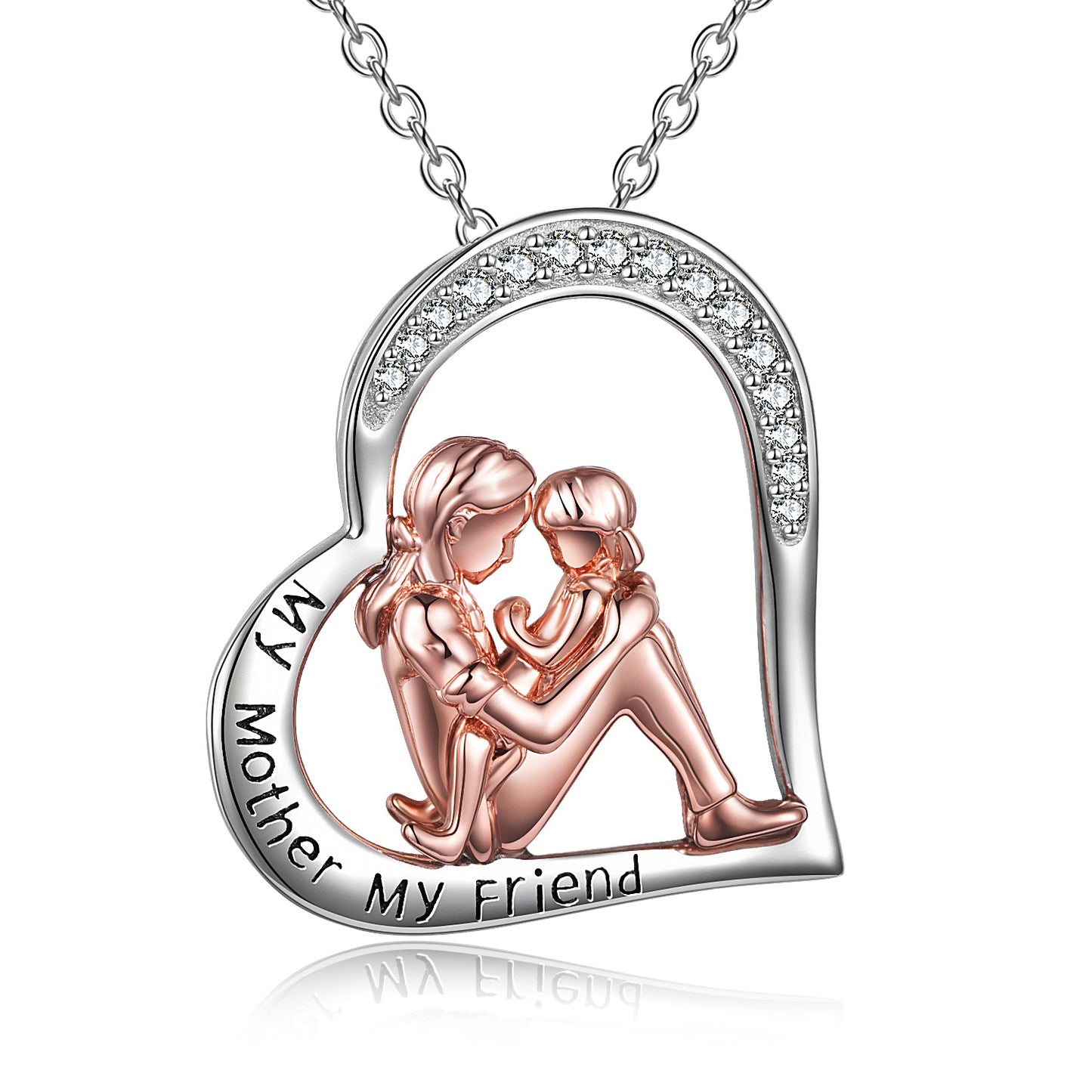 SilverCove | Heart Pendant | Engraved My Mother My Friend | 925 Silver | Size 18.8 x 20.9 mm | Ideal Gift for Mom -