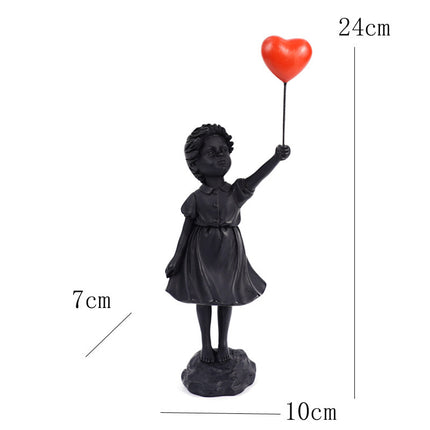 Little Girl With Balloon Art Sculpture Living Room Decorations Decoration Resin