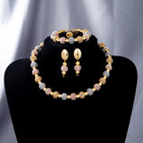 GleamCraft | Beaded Jewelry Set | Gold Plated Copper | Vacuum Finish | Two Color | Everyday Wear Gift -