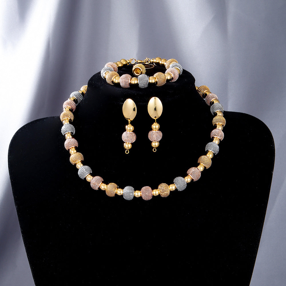 GleamCraft | Beaded Jewelry Set | Gold Plated Copper | Vacuum Finish | Two Color | Everyday Wear Gift -