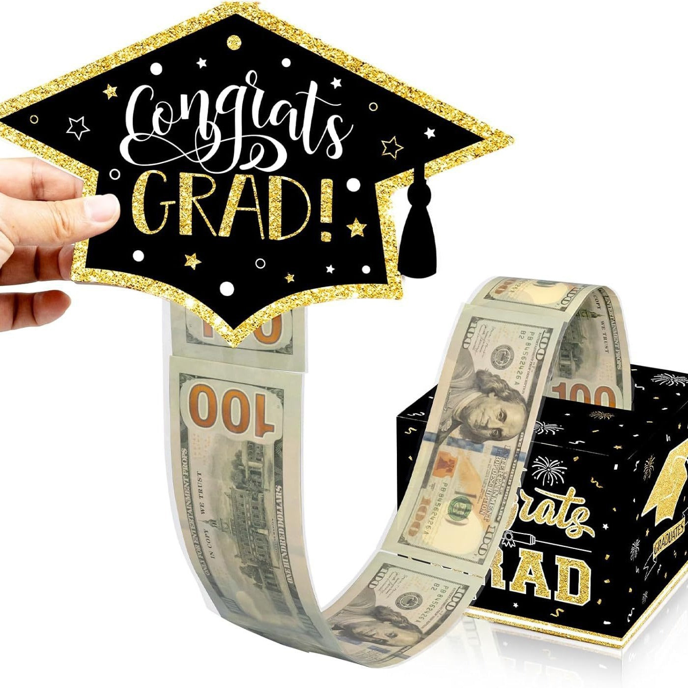 GradGlow | Graduation Money Box | Includes Gift Bags and Tape | Great for Cash Gifts | Party Ready Gift Box -