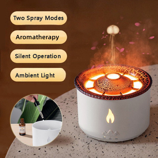 New Creative | Ultrasonic Humidifier | Volcano Flame | Aromatherapy For Sleep | Auto Shutoff -