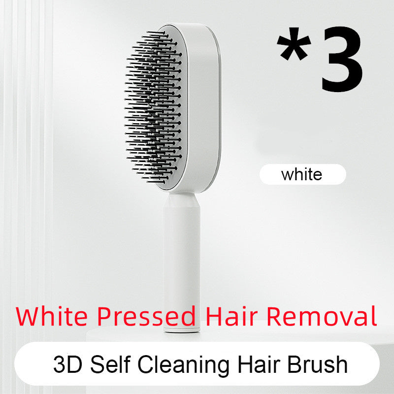 Self-Cleaning Hair Brush for Women | One-Click Cleaning Detangling Comb | 3D Air Cushion Scalp Massage Brush | Anti-Static, No-Pull Hairbrush | Pain-Free Detangling for All Hair Types | Optional Wall-Mounted Storage - Health & Beauty > Personal Care > Hair Care > Hair Styling Tools > Combs & Brushes > Paddle Hairbrushes