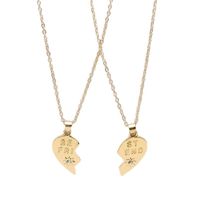 Best Friend | Heart Clavicle Necklace | Heart Pendant | Alloy Chain | Gold Silver | Ideal Friendship Gift -