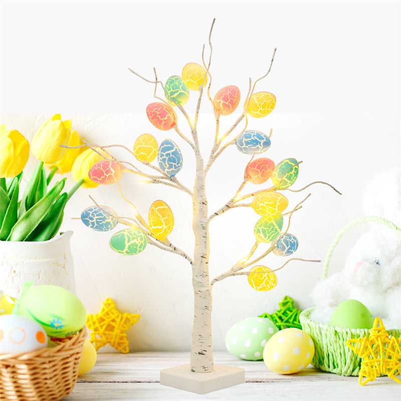 LumiTree | Easter Birch Tree | 24 LED Lights | Adjustable Branches | 60cm Tabletop | Vibrant Easter Decor -