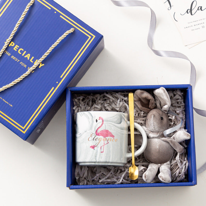 Practical Souvenirs | Graduation Gift Set | Marbled Cup With Gold Spoon | Ideal Graduation Gift | Doll Gift Box -