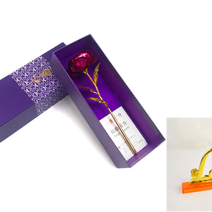 24K Luminous Color Gold Rose Flower Set