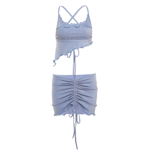 Women's Halter Backless Vest Low Waist Hip-wrapped Skirt Suit