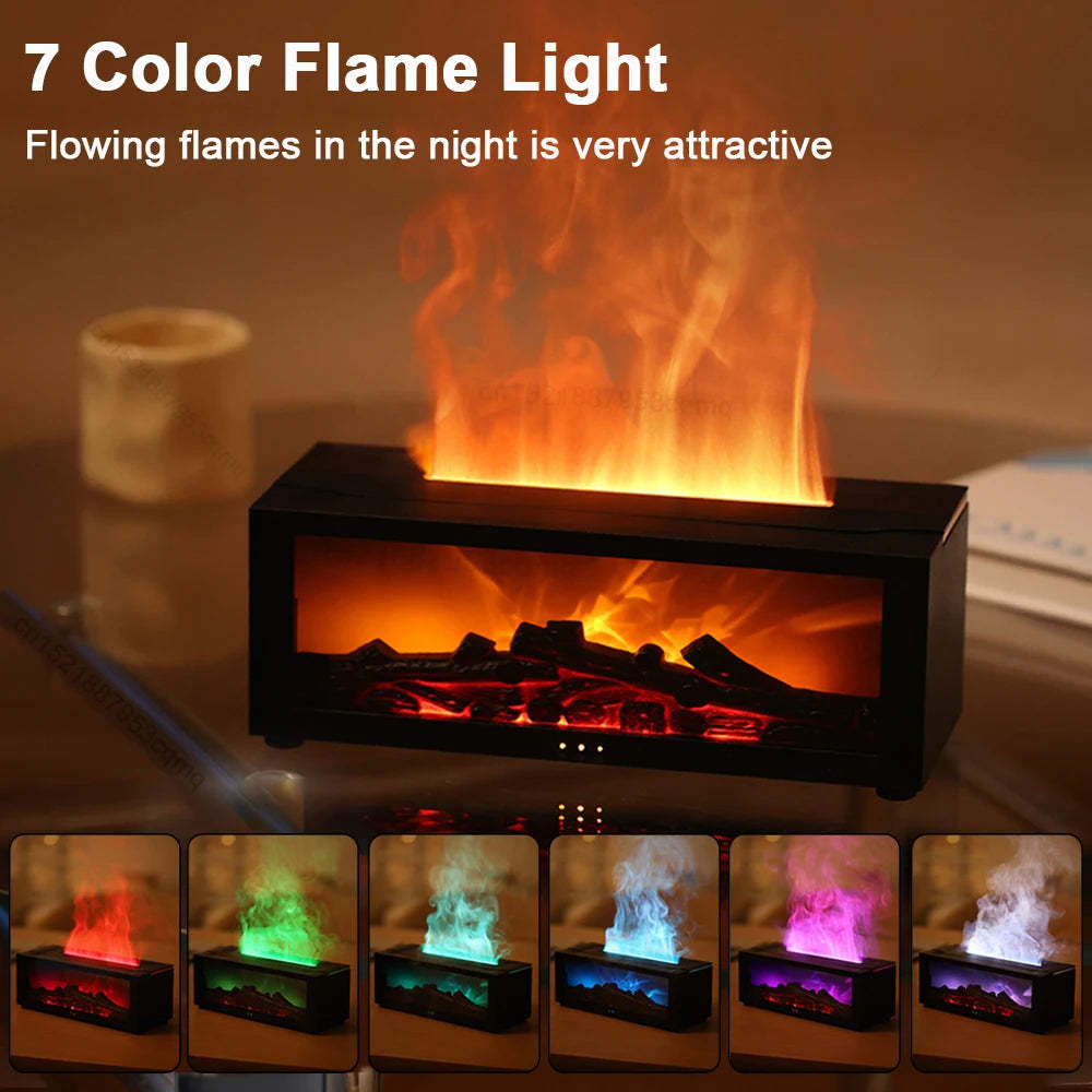 New Flame | Aromatherapy Diffuser | 3D Flame Effect | Large Room Humidifier | Multicolor | Calm Relaxing Home Ambience -