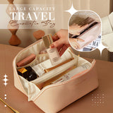 Large Capacity Travel Cosmetic Bag for Women | PU Leather Waterproof Makeup Organizer | Double-Layer Toiletry Case | Multifunction Storage Pouch with Handle | Portable Makeup Travel Bag - Luggage & Bags > Cosmetic & Toiletry Bags > Makeup Bags