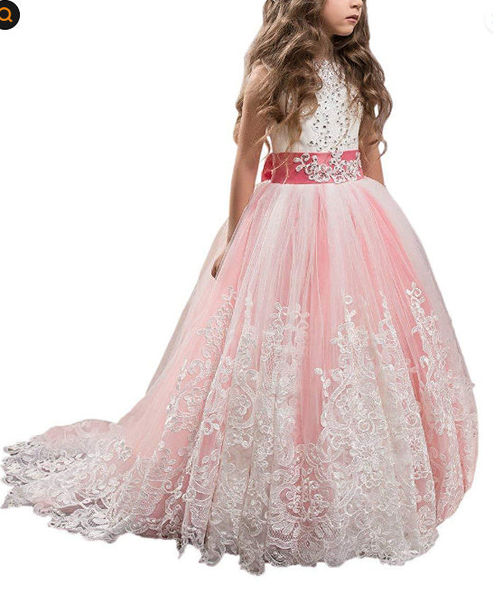 Europe And The United States New Children's Clothing Lace Wedding Dress