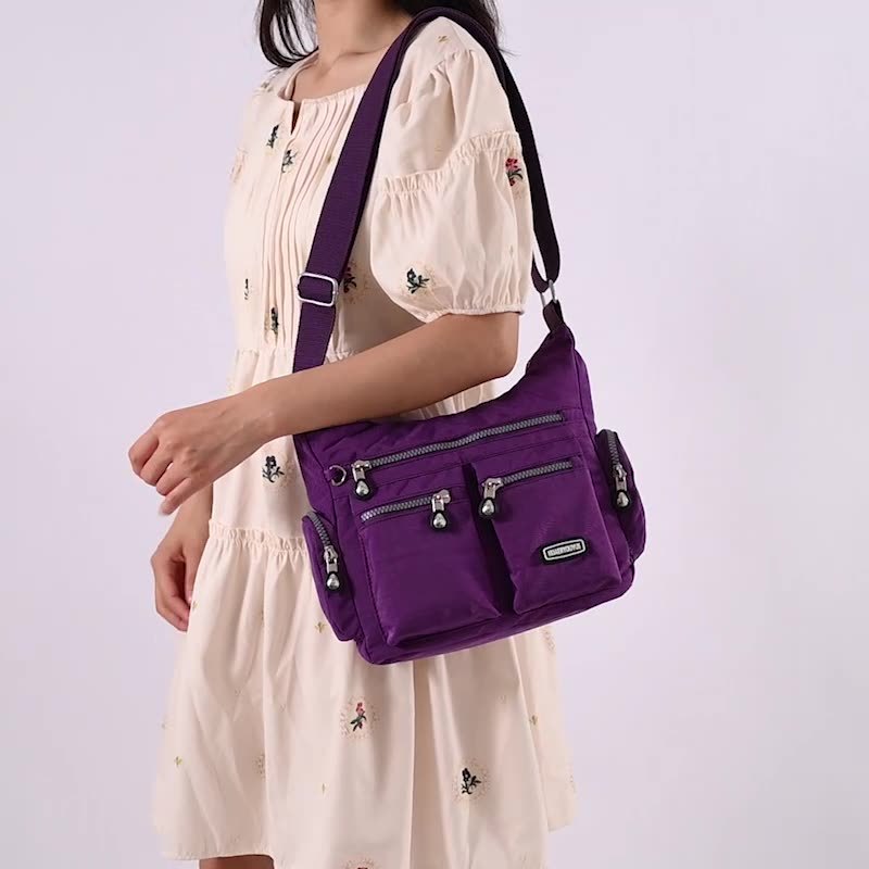 Women’s Waterproof Crossbody Bag | Multi-Pocket Nylon Shoulder Bag | Lightweight Messenger Purse | European & American Retro Style | Soft Medium Travel Bag with Zipper Compartments - Apparel & Accessories > Handbags, Wallets & Cases > Handbags > Cross Body Bags