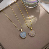 Fashion Moonstone Necklace | Cartoon Princess Heart Pendant for Girls & Women | Real Gold Electroplated Copper Chain | Japanese & Korean Style | Barbie Opal & Pink Spar Options | 39cm + 7cm Extension - Apparel & Accessories > Jewelry > Necklaces