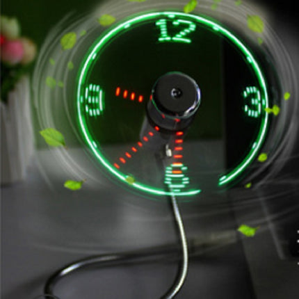 USB Fan Adjustable Mini Flexible Fan LED Light Time Clock Desktop Cool Gadget Time Display
