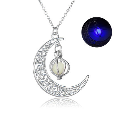 Fashion Moon | Luminous Stone Necklace | Natural Glowing Stone | Healing Crystal Pendant | Glow In The Dark -