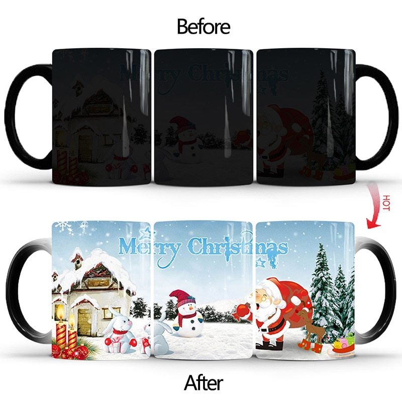 Merry Christmas | Color Changing Mug | Heat Activated | Color Reveal | Ideal Christmas Gift -