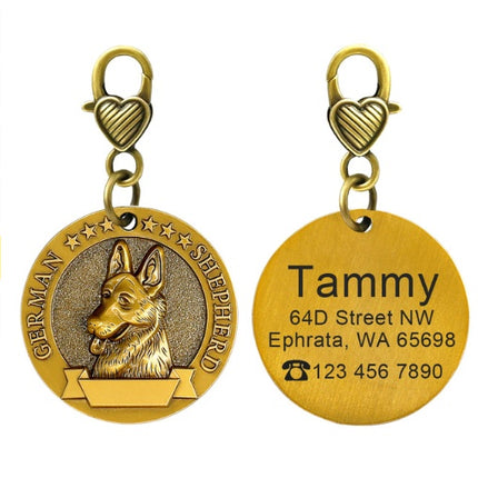 New dog identity card custom lettering tag Jin Mao Teddy dog bronze dog anti-lost pet brand