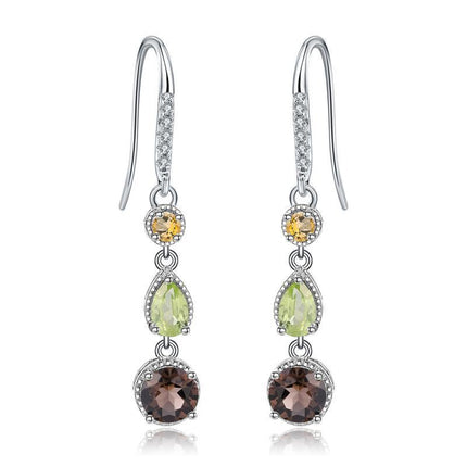 Fashionable Elegant Natural Gemstone Earrings S925 Silver