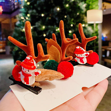 Christmas Hairpin Duck Clip Headdress Snowman Cute Antler Clip Hair Ornament