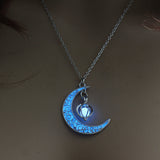 Glowing Pendant Necklace | Silver-Plated Luminous Jewelry for Women | 3.6cm Glow-in-the-Dark Pendant | 45+5cm Adjustable Chain | Elegant Gift Necklace for All Occasions - Apparel & Accessories > Jewelry > Necklaces
