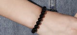 Black Onyx Bead Bracelet | Natural 8mm Black Agate Stones | Women’s Elastic Healing Energy Bracelet | Stress & Fatigue Relief | Handmade Geometric Style Jewelry - Apparel & Accessories > Jewelry > Bracelets