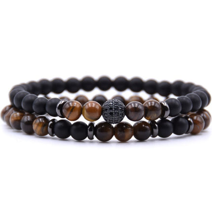 Micro-inlaid Zircon Nracelet 6mm Natural Stone Beaded Bracelet