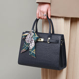 LuxeMama | Handbag | Cowhide Leather Build | Spacious Organization | Black | Versatile Everyday Use -