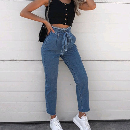 High-waisted Washed Pencil Pants Spring Sexy Temperament European And American Plus Size Denim Jeans For Women