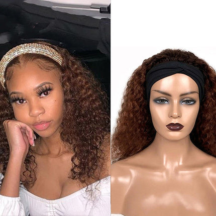Human Hair Jerry Curly Headband Wigs