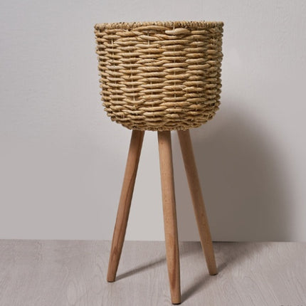 Floor - standing flowerpot straw furniture