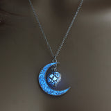 Glowing Pendant Necklace | Silver-Plated Luminous Jewelry for Women | 3.6cm Glow-in-the-Dark Pendant | 45+5cm Adjustable Chain | Elegant Gift Necklace for All Occasions - Apparel & Accessories > Jewelry > Necklaces