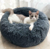Calming Donut Dog Bed for Small & Large Pets | Round Plush Anti-Anxiety Pet Nest | Soft Vegan Fur Cat & Puppy Bed | Warm Self-Heating Cushion | 40–120cm - Animals & Pet Supplies > Pet Supplies > Pet Beds > Donuts