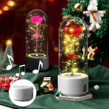 Creative | 2 In 1 Rose Led Bluetooth Light And Speaker | Rose Led Night Light | Glass Cover | Red | Romantic Gift -
