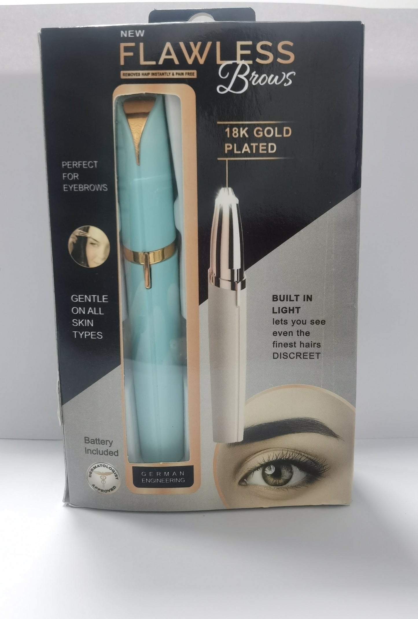 Mini Electric Eyebrow Trimmer | Painless Lipstick-Style Brows Shaver with LED Light | 18K Gold-Plated Hypoallergenic Head | Portable Precision Hair Remover for Women | Safe Daily Eyebrow Epilator - Health & Beauty > Personal Care > Shaving & Grooming > Hair Removal > Epilators