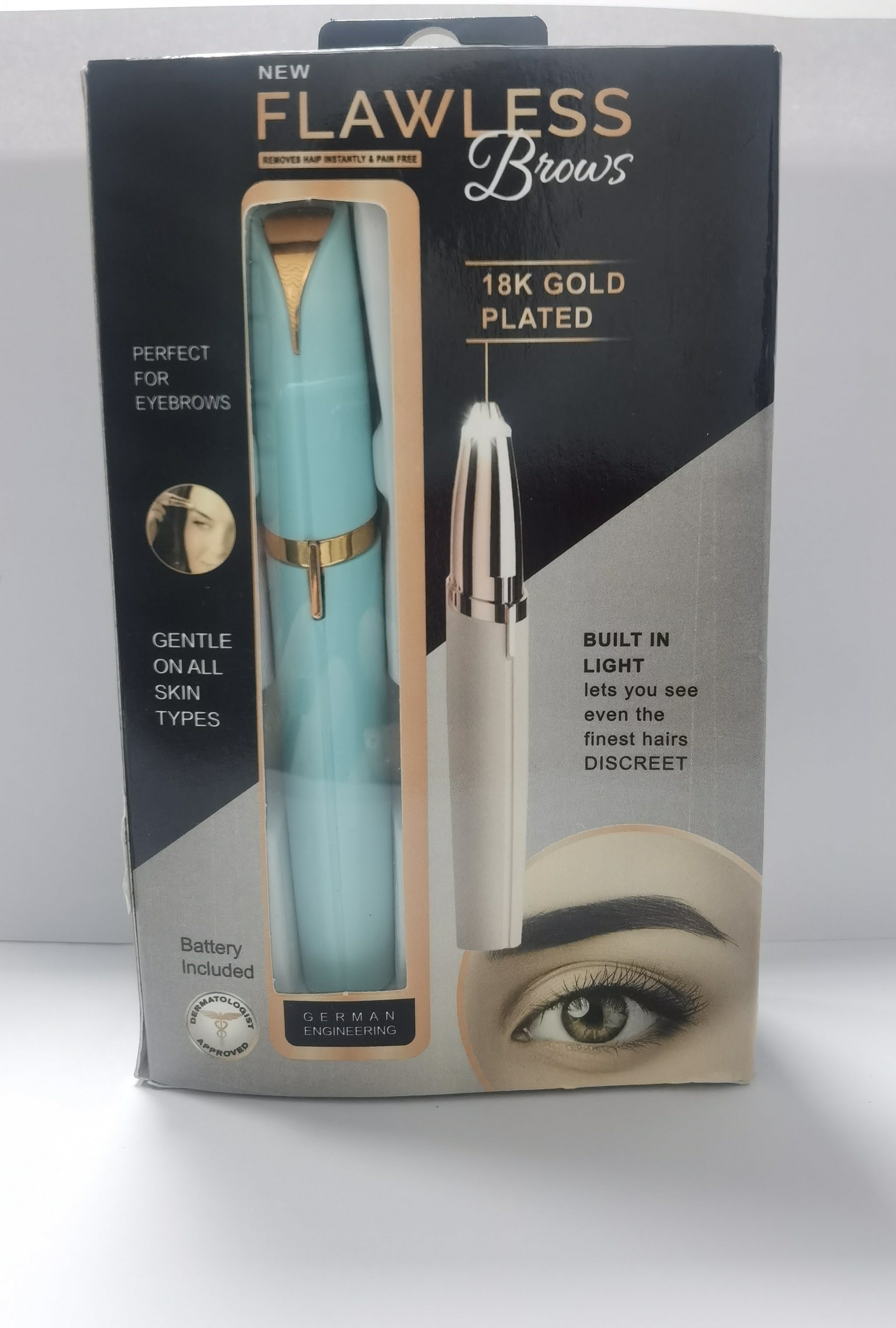 Mini Electric Eyebrow Trimmer | Painless Lipstick-Style Brows Shaver with LED Light | 18K Gold-Plated Hypoallergenic Head | Portable Precision Hair Remover for Women | Safe Daily Eyebrow Epilator - Health & Beauty > Personal Care > Shaving & Grooming > Hair Removal > Epilators