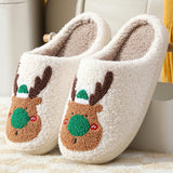 Christmas Elk Winter Slippers | Soft Plush Cozy House Shoes for Men & Women | Anti-Slip Warm Indoor Bedroom Slippers | Cute Holiday Slip-On Shoes | Artificial Wool Lining - Apparel & Accessories > Shoes > Slippers