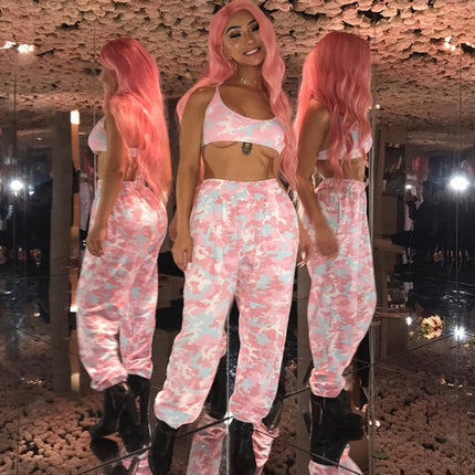 NCLAGEN New Women Camouflage Print Trousers Loose Harem Camo Pants Spring High Waist Casual Joggers Elastic Sweatpants