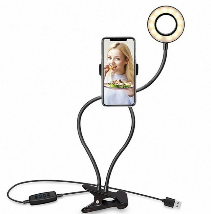 LumiFlex | LED Selfie Ring Light | Hands Free Clamp | 3 Color Temps 10 Levels | Ideal for Makeup and Selfies -