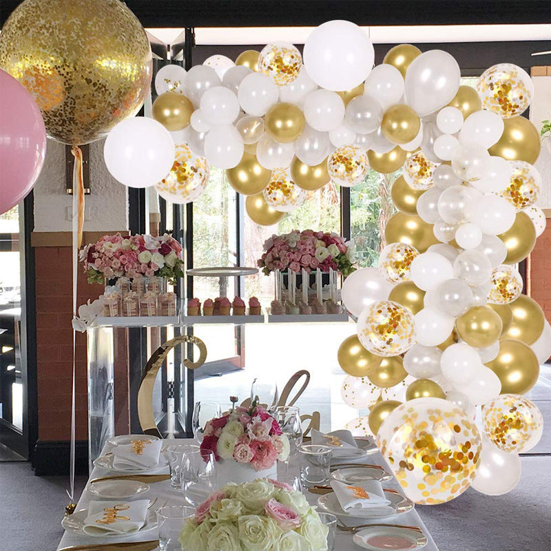 Golden Confetti | Balloon Garland Set | Metallic Balloons Kit | Great For Baby Showers | Gold White Silver Mix | Easy Decor -