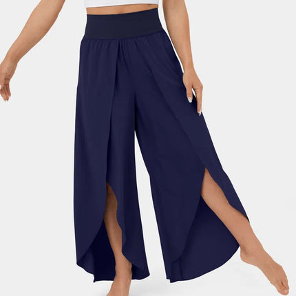 Loose Split Yoga Pants Summer Elastic High Waist Wide Leg Trousers Women's Fashion Versatile Clothing