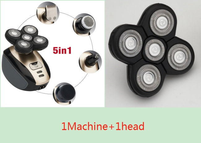 NovaGroom | 5-In-1 Shaver | Five Floating Blades | Nose And Beard Trimmer | Black | Close Head And Face Grooming -