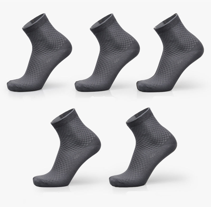 Men’s Bamboo Fiber Business Socks | Breathable Anti-Odor Soft Crew Socks | Eco-Friendly Medium-Thickness Daily Wear | 5-Color Pack | Free Size 38-44 - Apparel & Accessories > Clothing > Socks > Crew Socks
