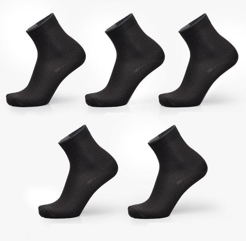 Men’s Bamboo Fiber Business Socks | Breathable Anti-Odor Soft Crew Socks | Eco-Friendly Medium-Thickness Daily Wear | 5-Color Pack | Free Size 38-44 - Apparel & Accessories > Clothing > Socks > Crew Socks