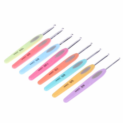 8pcs Set Crochet Hooks With Without Led Plastic Handle Knitting Needles Set 2.5 6mm Needle Sewing Kit Multicolour Sewing Tool