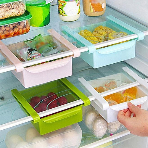 FreshSpace | Fridge Storage Rack | Hanging Drawer | Polypropylene Material | Clear | Space Saving Fridge Organizer -