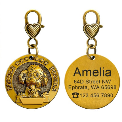New dog identity card custom lettering tag Jin Mao Teddy dog bronze dog anti-lost pet brand