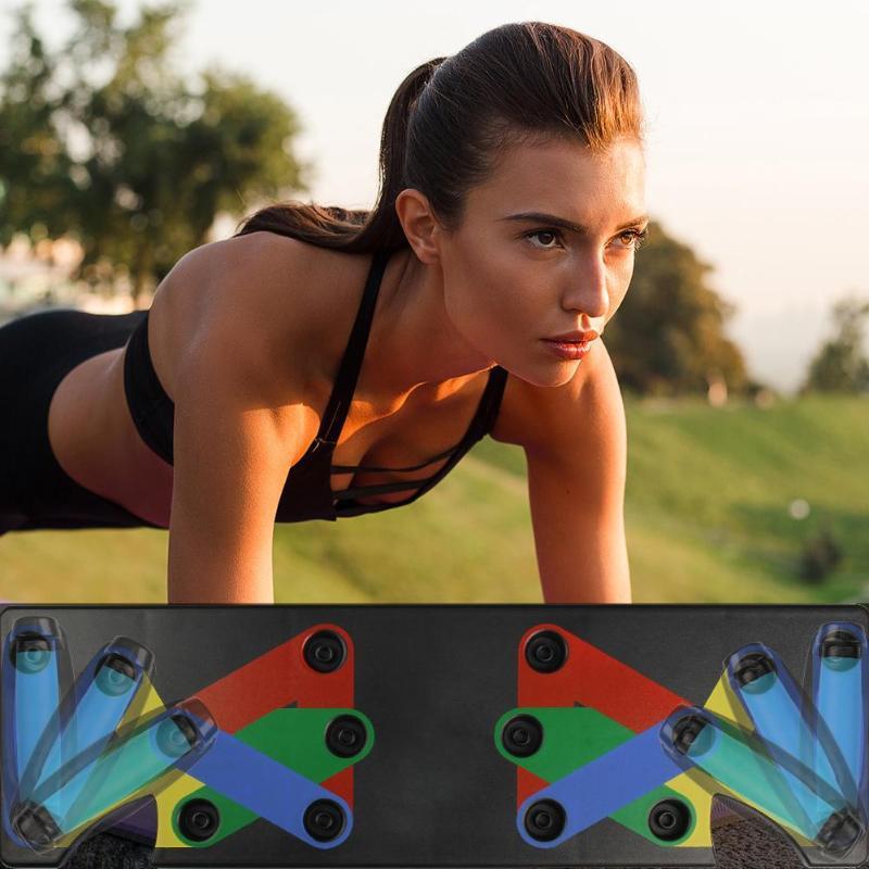 NineFunction | Push Up Board | Color Coded Angled Design | Sculpts Upper Body | Multi Color | Burns Calories -